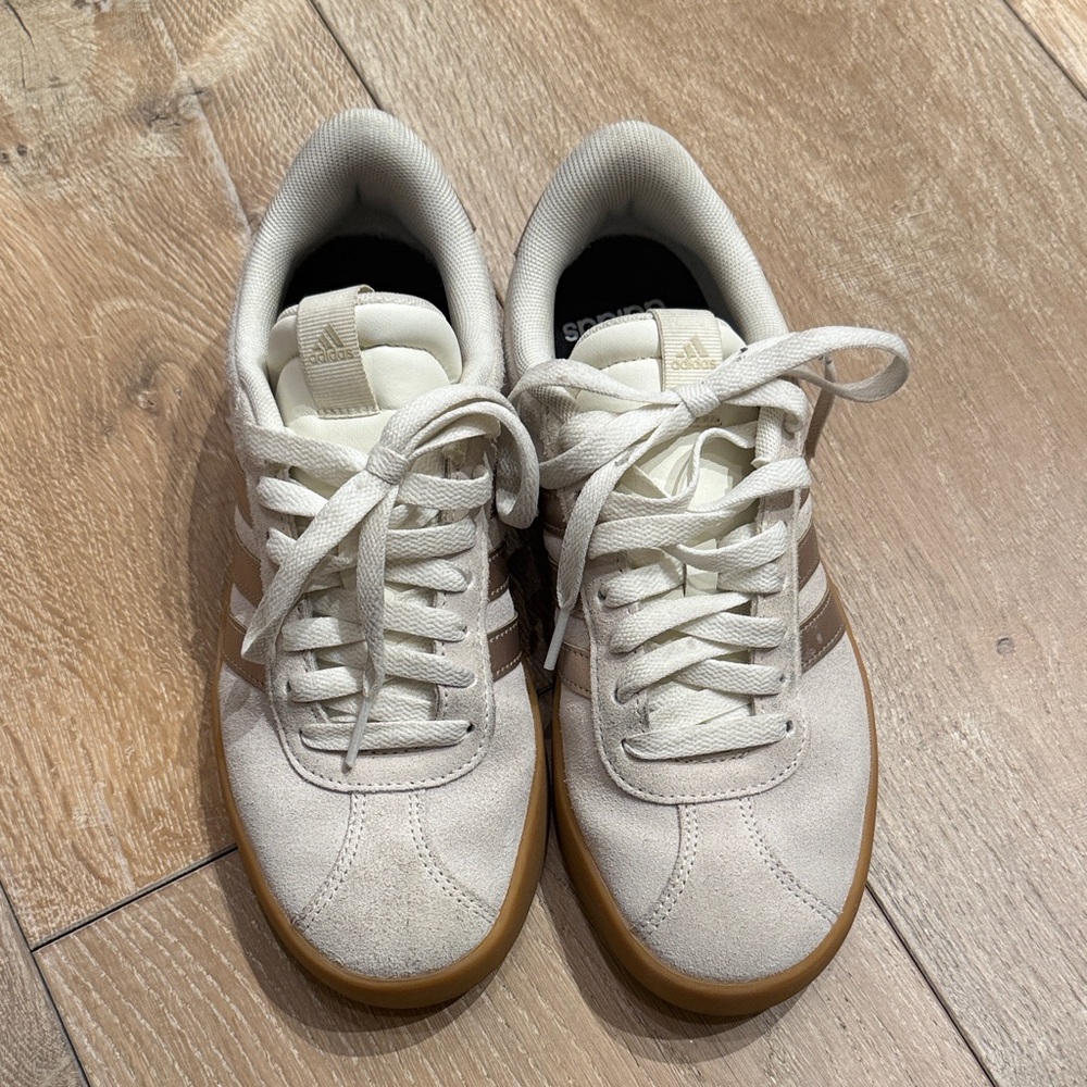 adidas Cream and Brown Low-Top Suede Sneakers